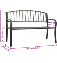 Gartenbank Grau 120 cm Stahl
