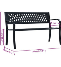 Gartenbank Schwarz 120 cm Stahl