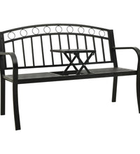 Gartenbank mit Tisch Schwarz 120 cm Stahl