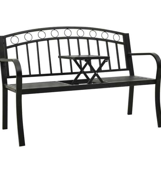 Gartenbank mit Tisch Schwarz 120 cm Stahl