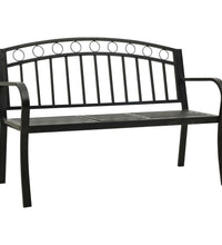 Gartenbank mit Tisch Schwarz 120 cm Stahl