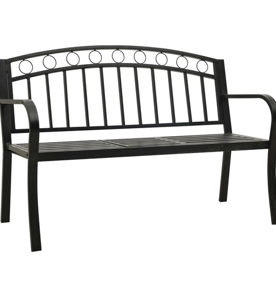 Gartenbank mit Tisch Schwarz 120 cm Stahl