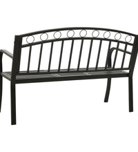 Gartenbank mit Tisch Schwarz 120 cm Stahl