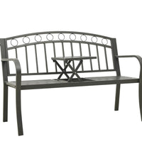 Gartenbank mit Tisch Grau 120 cm Stahl