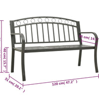Gartenbank mit Tisch Grau 120 cm Stahl