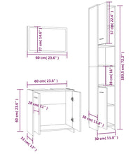 3-tlg. Badmöbel-Set Räuchereiche Holzwerkstoff