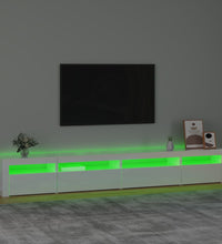 TV-Schrank mit LED-Leuchten Hochglanz-Weiß 270x35x40 cm