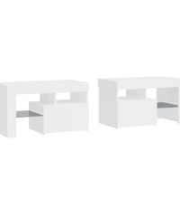 Nachttische 2 Stk. mit LED-Leuchten Hochglanz-Weiß 70x36,5x40cm