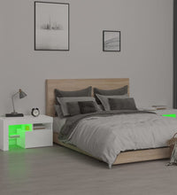 Nachttische 2 Stk. mit LED-Leuchten Hochglanz-Weiß 70x36,5x40cm