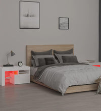 Nachttische 2 Stk. mit LED-Leuchten Hochglanz-Weiß 70x36,5x40cm