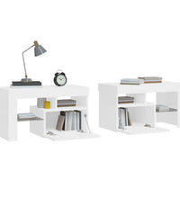 Nachttische 2 Stk. mit LED-Leuchten Hochglanz-Weiß 70x36,5x40cm