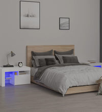 Nachttische 2 Stk. mit LED-Leuchten Hochglanz-Weiß 70x36,5x40cm