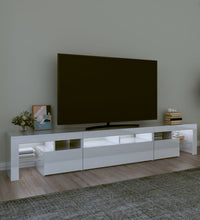 TV-Schrank mit LED-Leuchten Hochglanz-Weiß 230x36,5x40 cm
