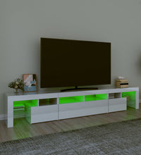TV-Schrank mit LED-Leuchten Hochglanz-Weiß 230x36,5x40 cm