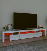 TV-Schrank mit LED-Leuchten Hochglanz-Weiß 230x36,5x40 cm