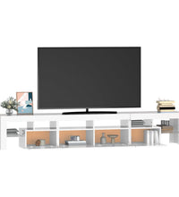 TV-Schrank mit LED-Leuchten Hochglanz-Weiß 230x36,5x40 cm