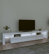 TV-Schrank mit LED-Leuchten Hochglanz-Weiß 215x36,5x40 cm