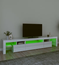 TV-Schrank mit LED-Leuchten Hochglanz-Weiß 215x36,5x40 cm