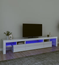 TV-Schrank mit LED-Leuchten Hochglanz-Weiß 215x36,5x40 cm