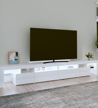 TV-Schrank mit LED-Leuchten Hochglanz-Weiß 260x36,5x40 cm
