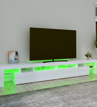 TV-Schrank mit LED-Leuchten Hochglanz-Weiß 260x36,5x40 cm