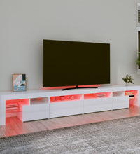 TV-Schrank mit LED-Leuchten Hochglanz-Weiß 260x36,5x40 cm