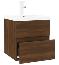 Waschbeckenschrank mit Einbaubecken Braun Eiche Holzwerkstoff