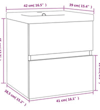 Waschbeckenschrank mit Einbaubecken Braun Eiche Holzwerkstoff