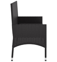 Gartenbank 2-Sitzer mit Kissen Schwarz Poly Rattan