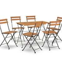 7-tlg. Bistro-Set Klappbar Massivholz Akazie und Stahl