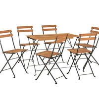 7-tlg. Bistro-Set Klappbar Massivholz Akazie und Stahl