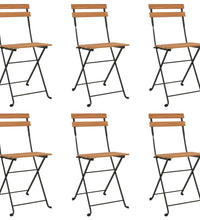 7-tlg. Bistro-Set Klappbar Massivholz Akazie und Stahl