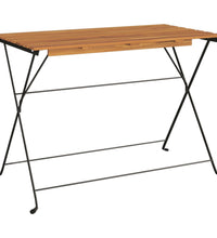 7-tlg. Bistro-Set Klappbar Massivholz Akazie und Stahl