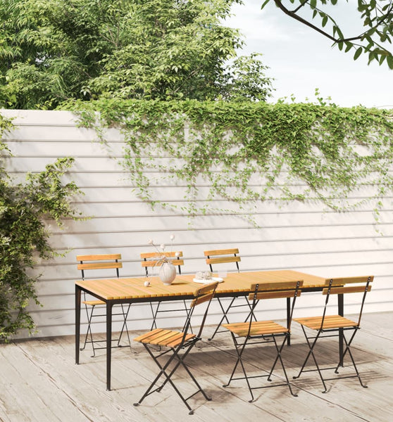 Klappbare Gartenstühle 6 Stk. Stahl und Massivholz Akazie