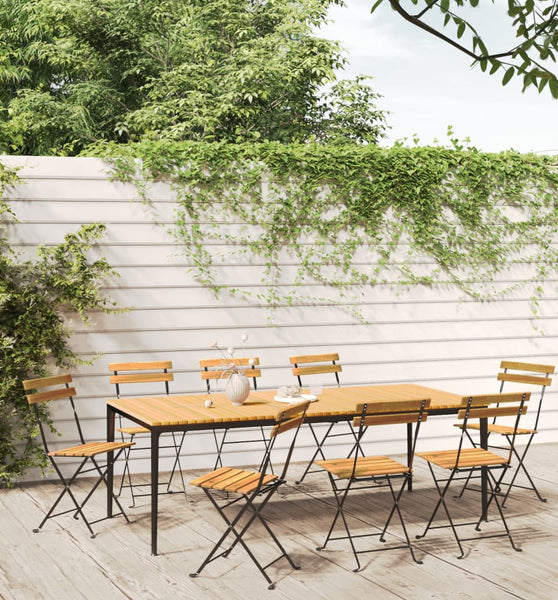 Klappbare Gartenstühle 8 Stk. Stahl und Massivholz Akazie