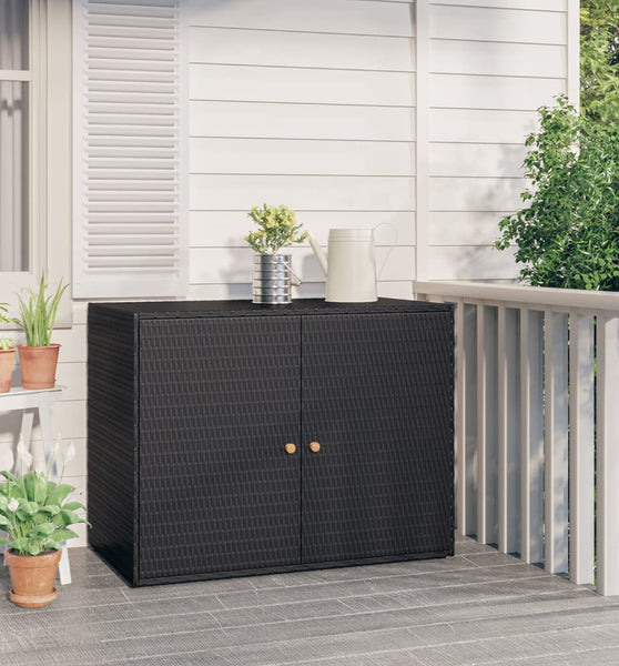 Gartenschrank Schwarz 100x55,5x80 cm Poly Rattan