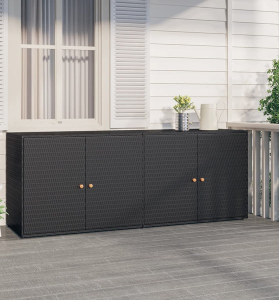 Gartenschrank Schwarz 198x55,5x80 cm Poly Rattan