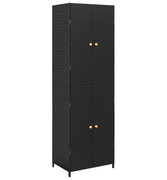 Gartenschrank Schwarz 59x40x180 cm Poly Rattan