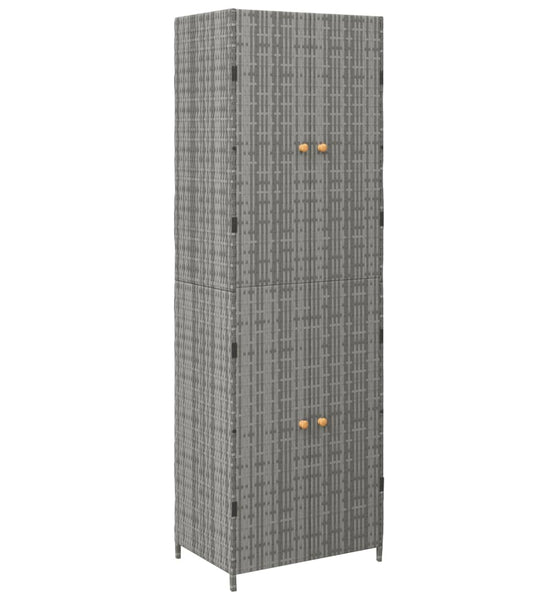 Gartenschrank Grau 59x40x180 cm Poly Rattan