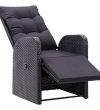 Gartensessel mit Kissen 2 Stk. Verstellbar Schwarz Poly Rattan