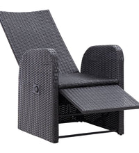 Gartensessel mit Kissen 2 Stk. Verstellbar Schwarz Poly Rattan