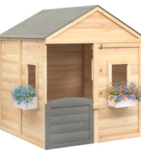 Spielhaus mit Abschließbarer Tür und Blumentöpfen Tannenholz