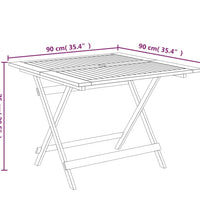 Gartentisch Klappbar 90x90x75 cm Massivholz Akazie