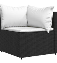 3-tlg. Garten-Lounge-Set mit Kissen Schwarz Poly Rattan