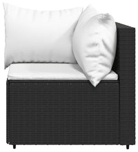 3-tlg. Garten-Lounge-Set mit Kissen Schwarz Poly Rattan