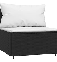 3-tlg. Garten-Lounge-Set mit Kissen Schwarz Poly Rattan