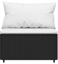 3-tlg. Garten-Lounge-Set mit Kissen Schwarz Poly Rattan