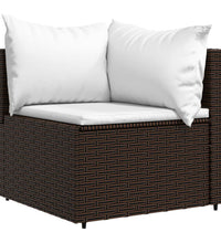 4-tlg. Garten-Lounge-Set mit Kissen Braun Poly Rattan