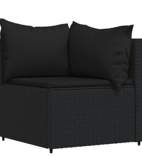 4-tlg. Garten-Lounge-Set mit Kissen Schwarz Poly Rattan