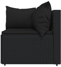 4-tlg. Garten-Lounge-Set mit Kissen Schwarz Poly Rattan